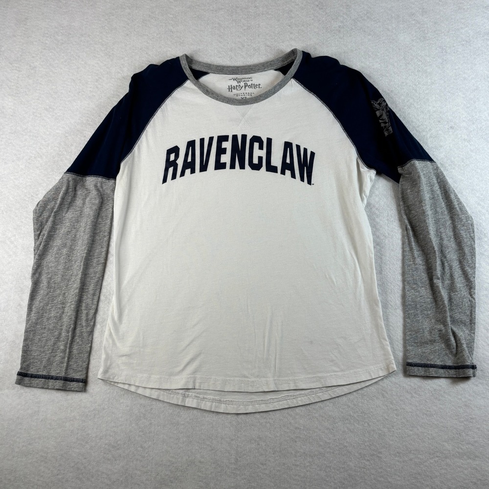 Universal Studios Harry Potter Ravenclaw Raglan Shirt XL White Navy/Grey - Picture 12 of 14